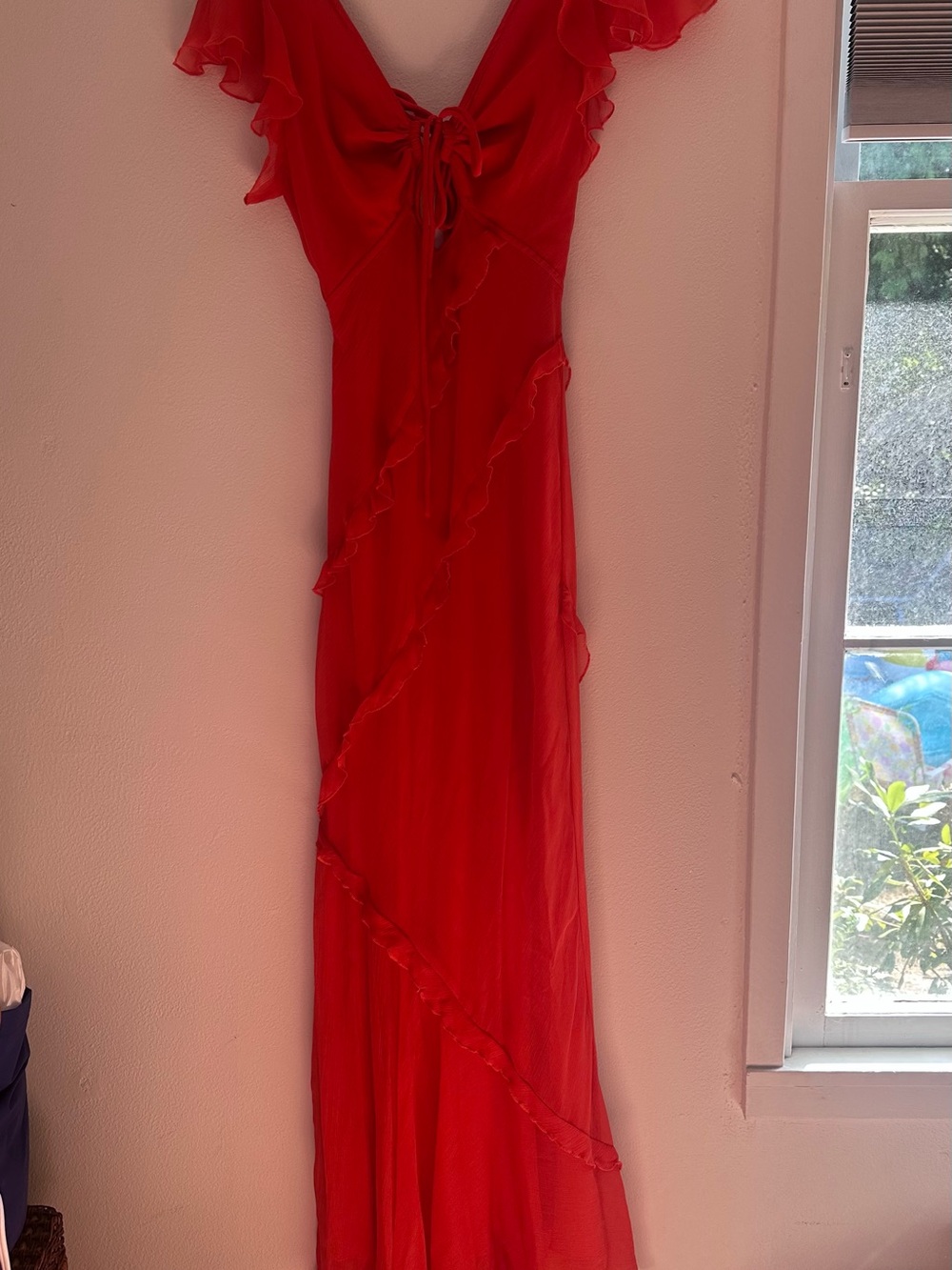 Topshop Red Ruffle Maxi Dress